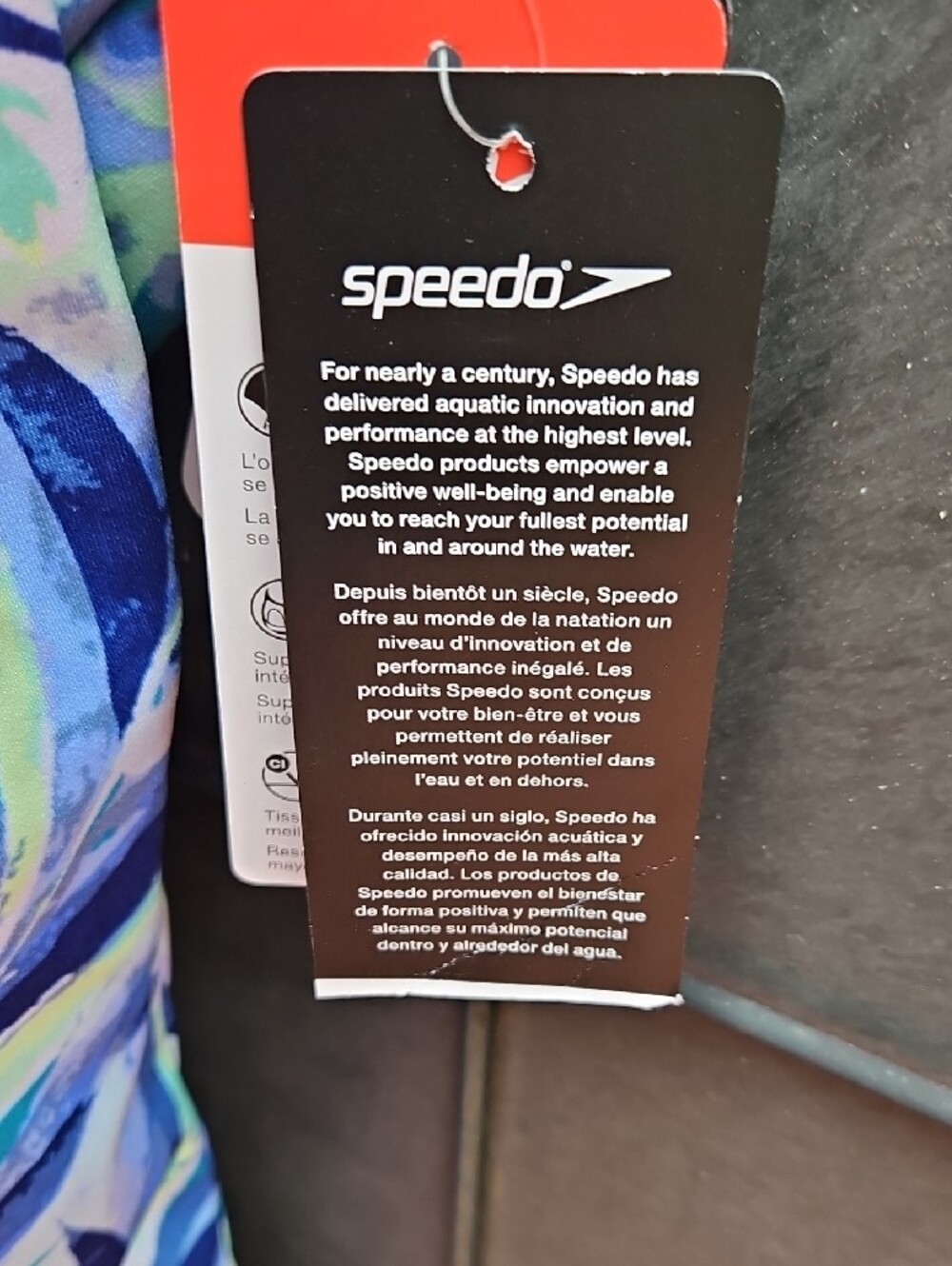 *NEW With TAGS Speedo Blue Leaf-Print One-Piece Moderate Cut Endurance Swimsuit - Picture 11 of 17